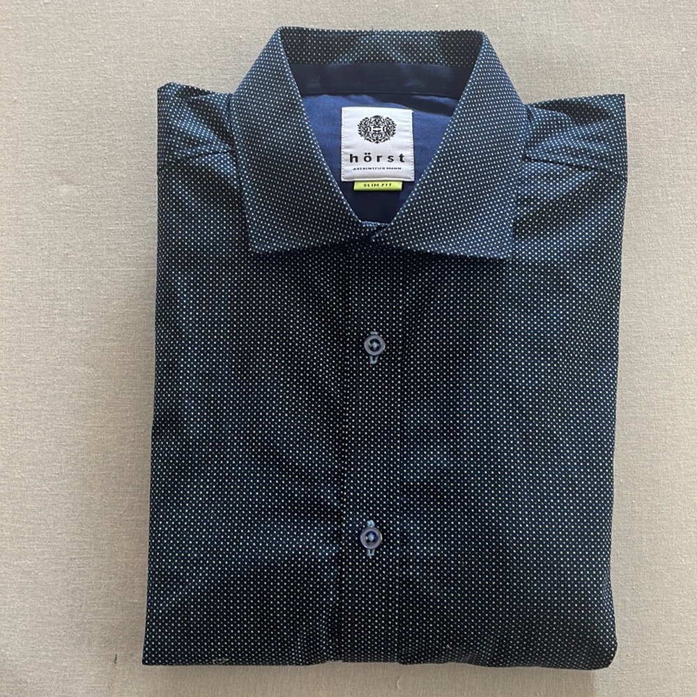 Hörst Slim Fit Micro Dot Dress Shirt Size Large